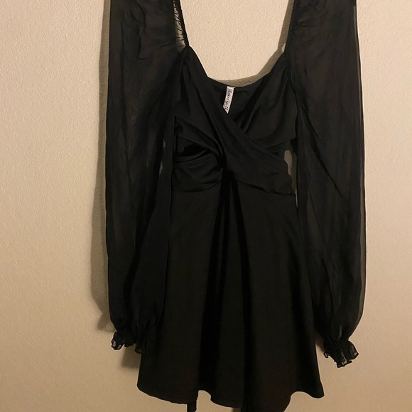 aliah puff chiffon wrap dress in black Alia Dress 8 / Black